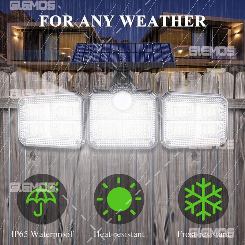 مصابيح حائطية تعمل بالطاقة الشمسية بثلاثة رؤوس